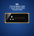6M Plate with 1 Socket  (16A) ,1 Switch (20A) & 3 Switch (10A)
