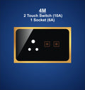 4M Plate with 1 Socket(6A)  & 2 Switch (10A)