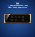 8M Plate with 4 Light Switch (10A) & 1 Fan with Regulator