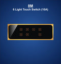 8M Plate with 6 Light Switch (10A)