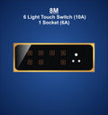 8M Plate with 6 Light Switch (10A) & 1 Socket (6A)