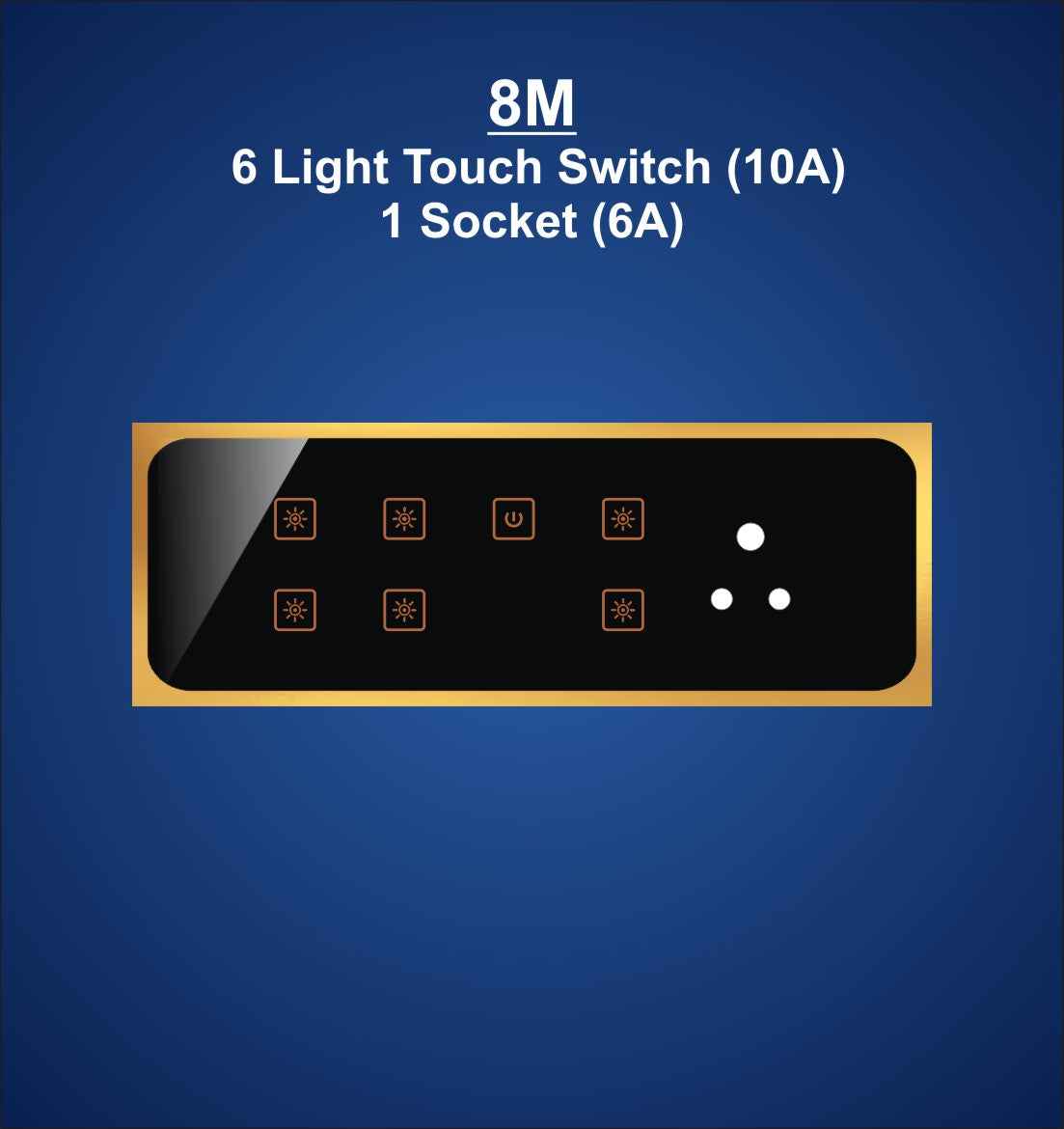 8M Plate with 6 Light Switch (10A) & 1 Socket (6A)