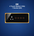 6M Plate with 1 Socket (6A) & 4 Switch (10A)