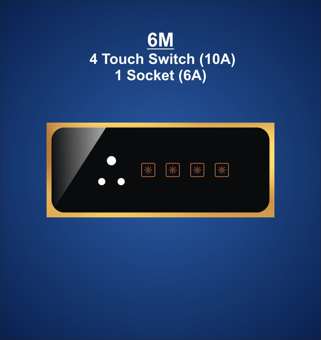 6M Plate with 1 Socket (6A) & 4 Switch (10A)
