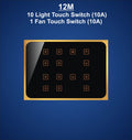 12M Plate with 10 Light Switch (10A) & 1 Fan with Regulator
