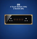 8M Plate with 2 Socket (6A) & 4 Switch (10A)
