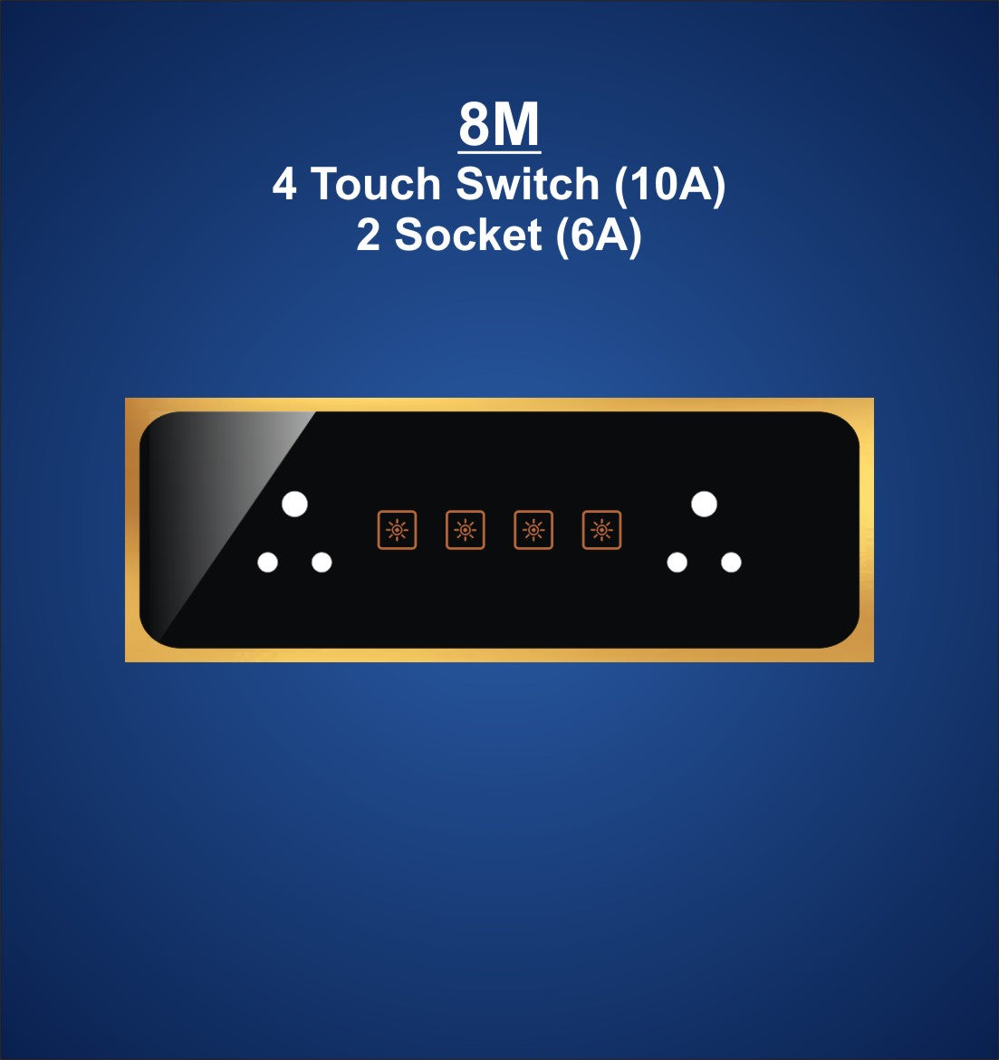 8M Plate with 2 Socket (6A) & 4 Switch (10A)