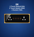8M Plate with 2 Socket (16A) , 2 Switch (20A) & 2 Switch (10A)