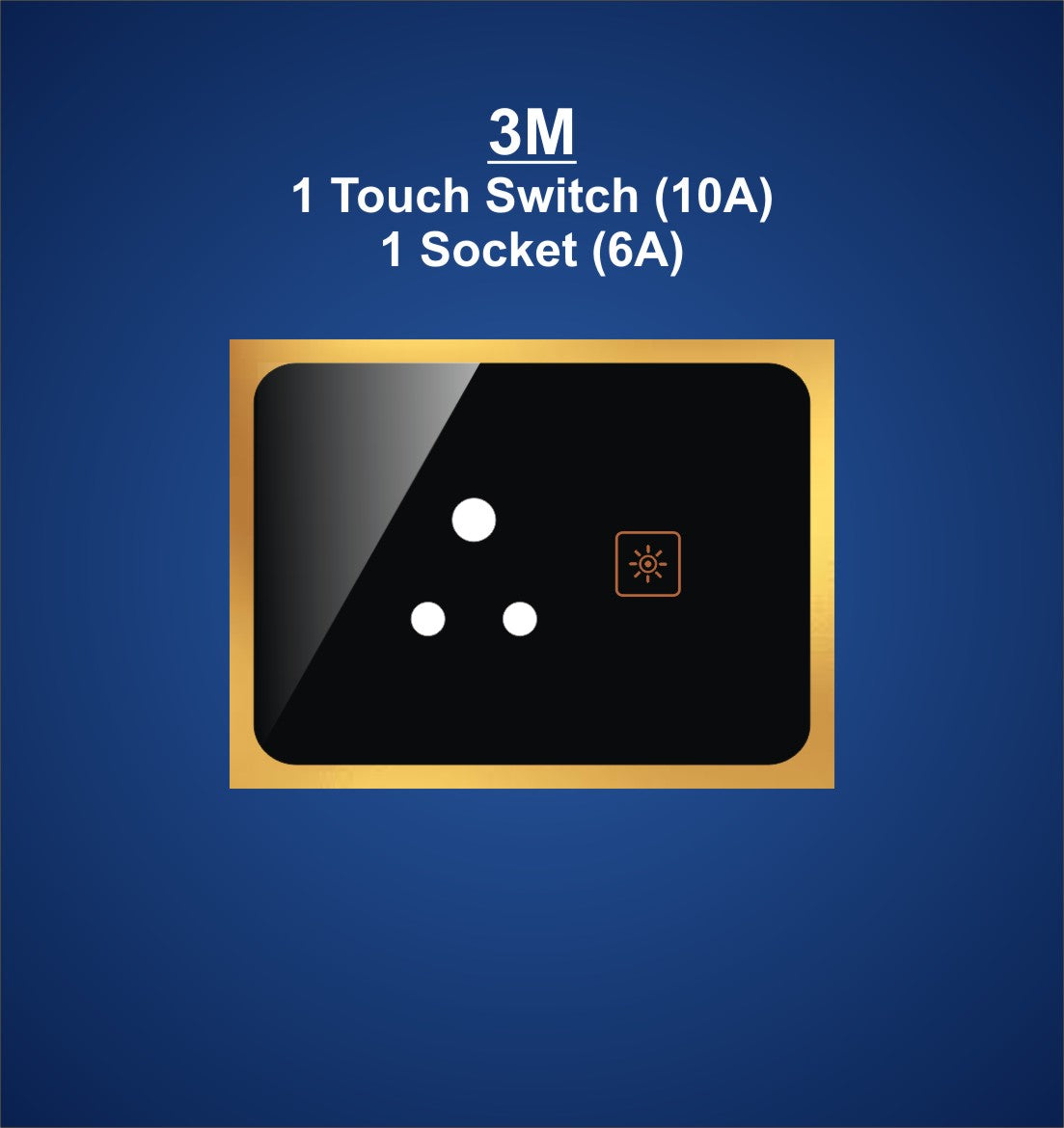 3M Plate with 1 Socket(6A) & 1 Switch(10A)