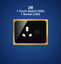3M Plate with 1 Socket (16A) & 1 Switch(20A)
