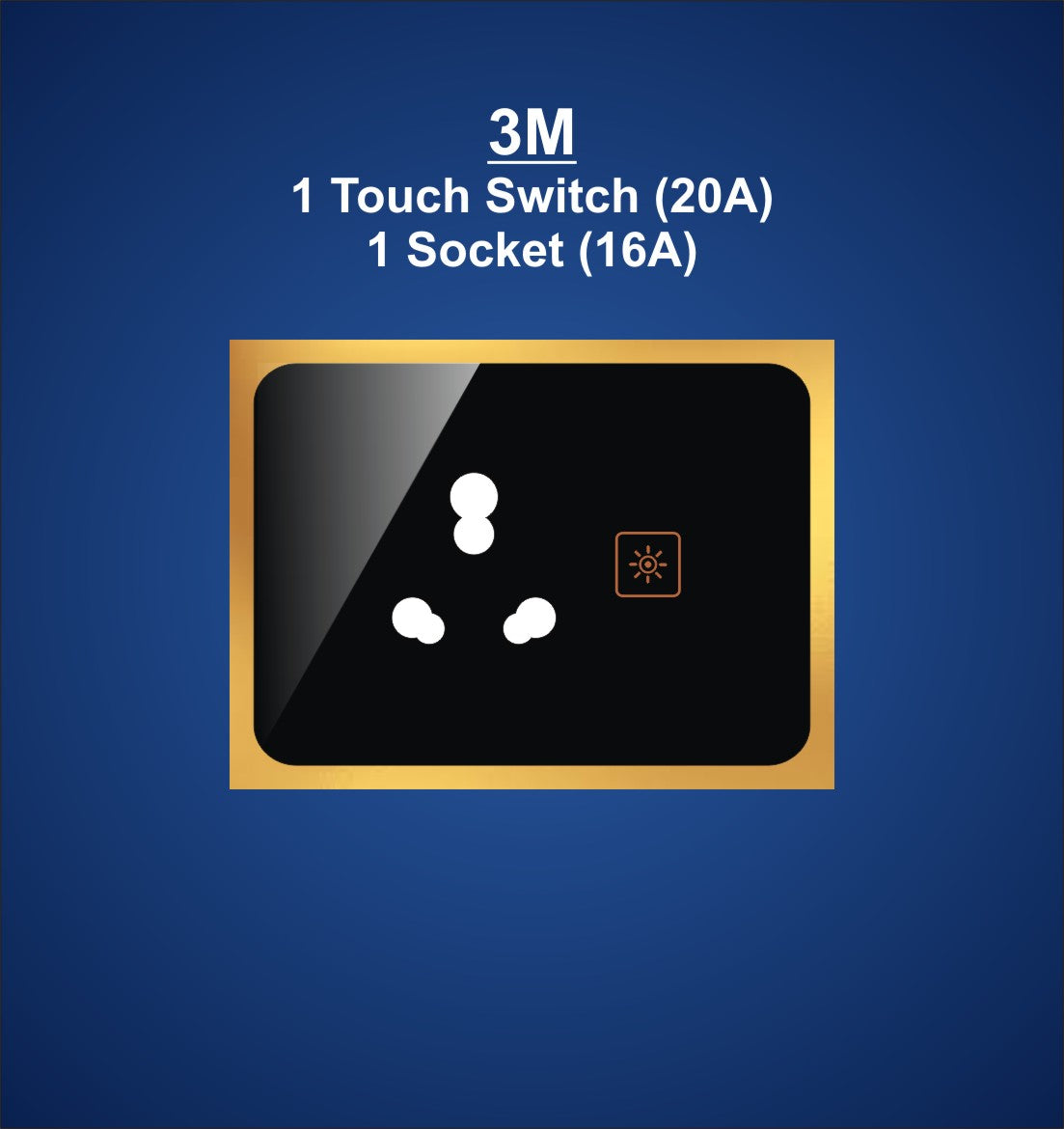3M Plate with 1 Socket (16A) & 1 Switch(20A)