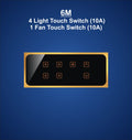 6M Plate with 4 Light Switch (10A) & 1 Fan Switch With Regulator